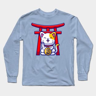 Cute Lucky Cat Cartoon Long Sleeve T-Shirt